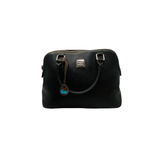 Vintage Dooney & Bourke Embossed Pebbled Leather Satchel Large Black With Should - Picture 8 of 11